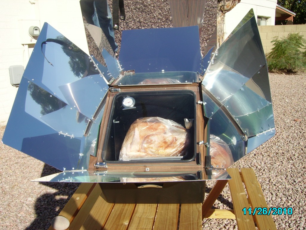 image of solar oven, solar cooking, turkey