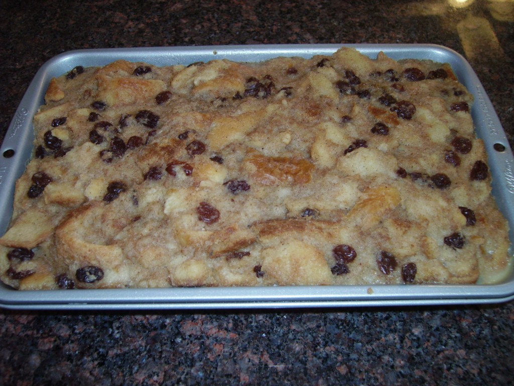 Old Fashioned Bread Pudding baked in a solar oven