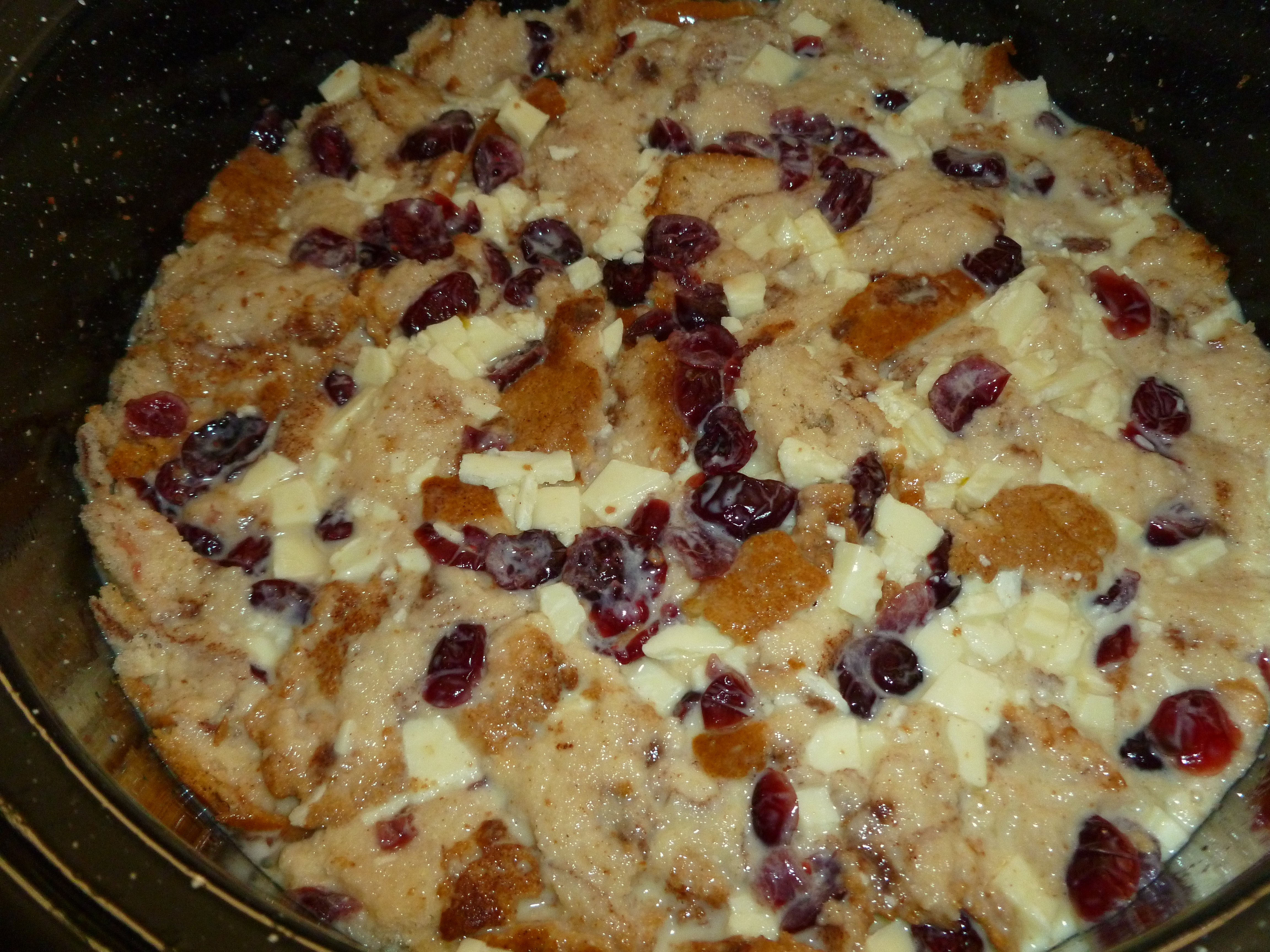 Solar baked White Chocolate Bread Pudding