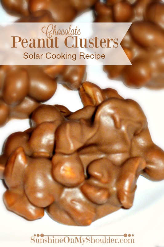 Chocolate Peanut Clusters made in a solar oven