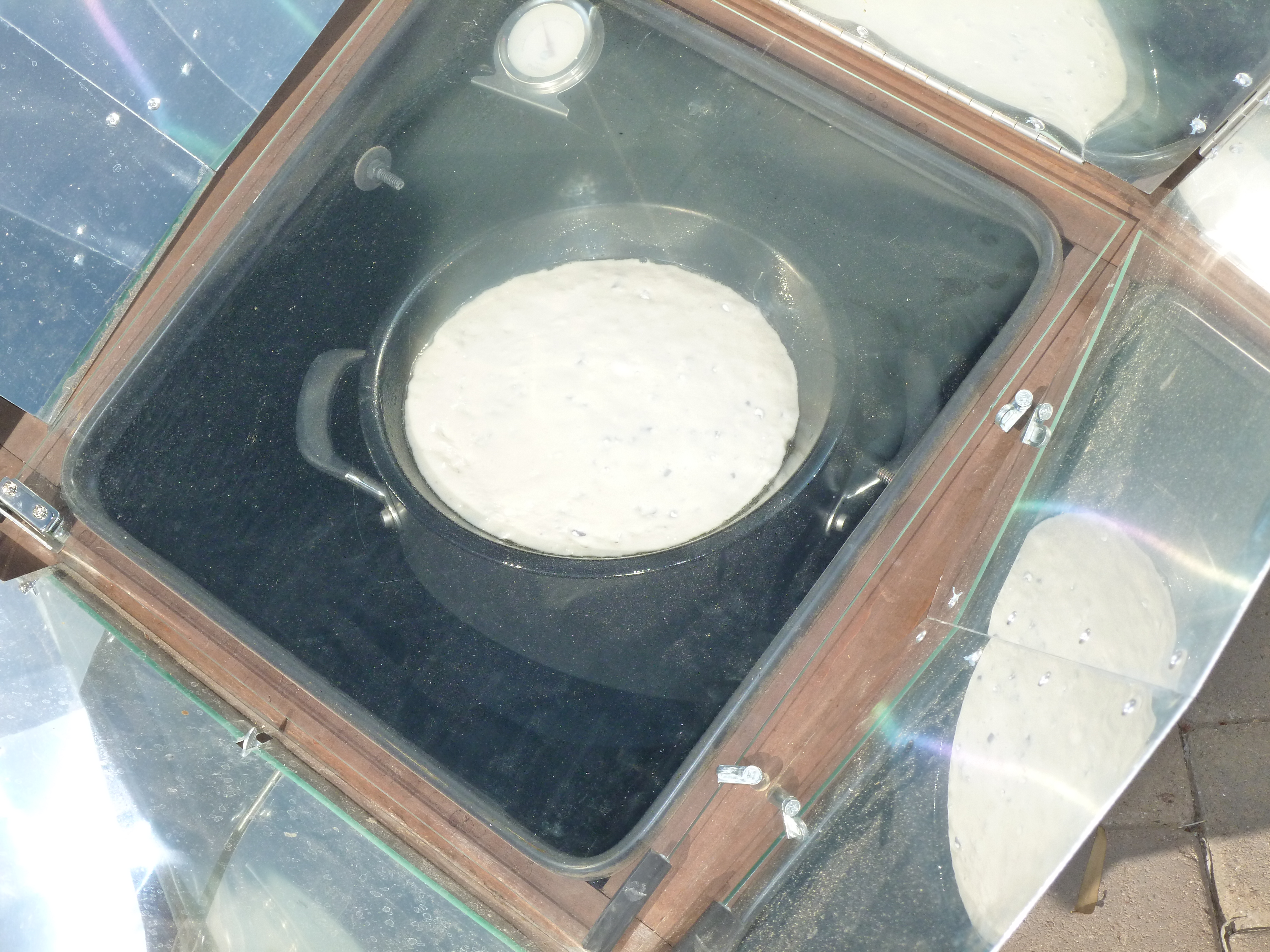 Blueberry muffins were baked on the top of the stock pot