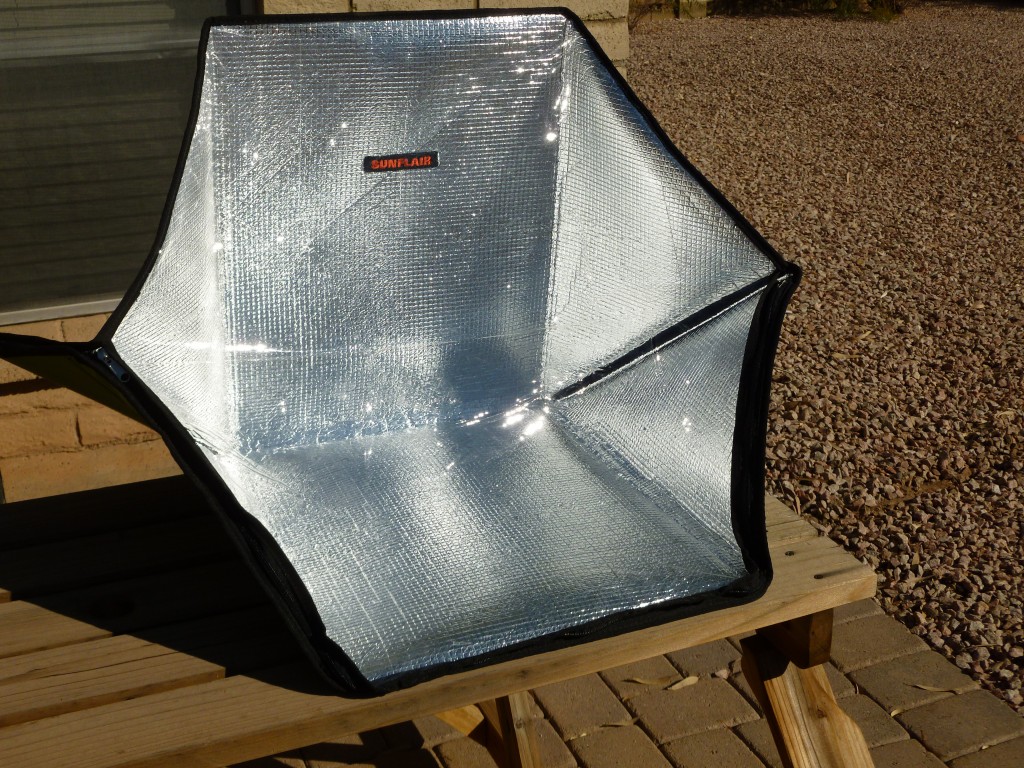 The SunFlair Solar Oven can be taken anywhere because it is light weight and portable.