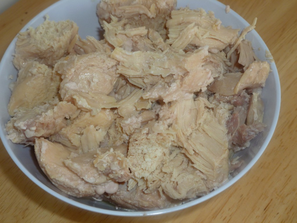 canned chicken from SurvivalCaveFood broken into pieces