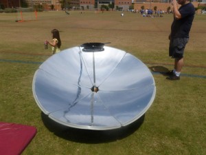 Parabolic solar cooker at 2014 Great Solar Cookout