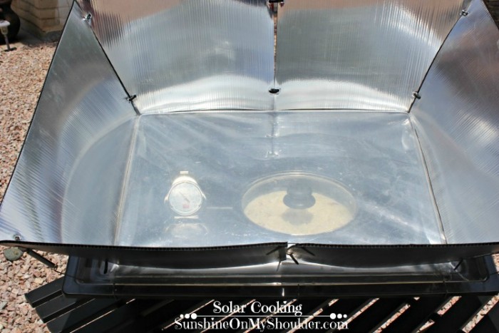 Cheesy Potato Casserole baking in a Sport solar oven