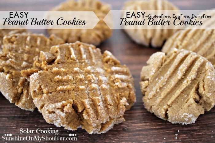 Solar cooking recipe for classic and gluten free peanut butter cookies.