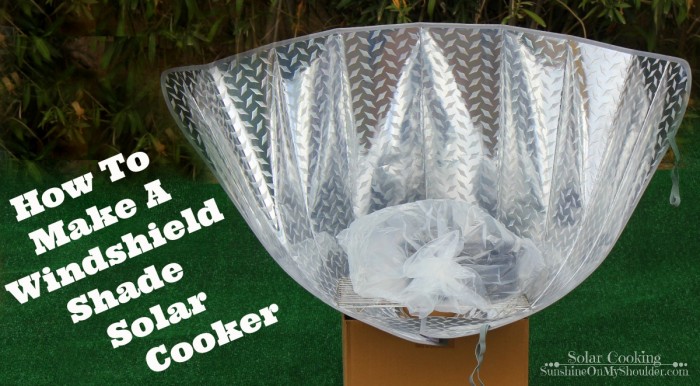 How to make a windshield shade solar cookers; panel solar cooker