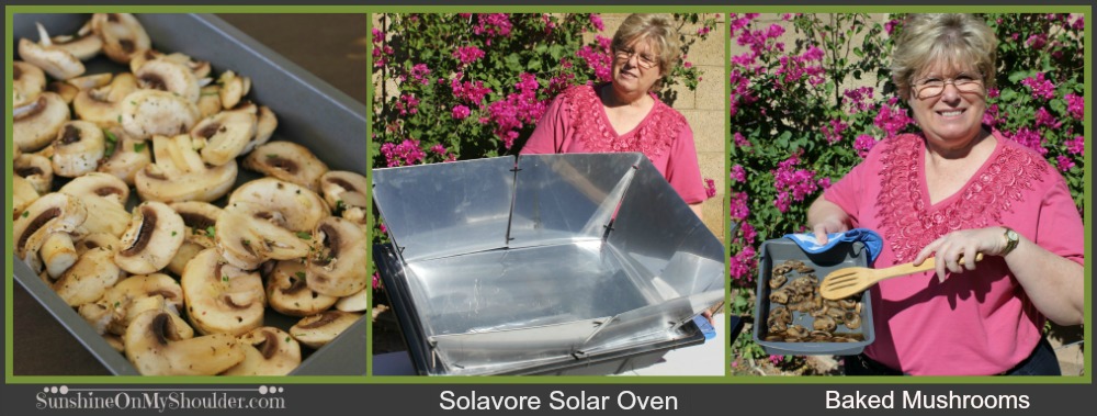 Bake Mushrooms in a solar oven for a fast side dish, solar cooking.