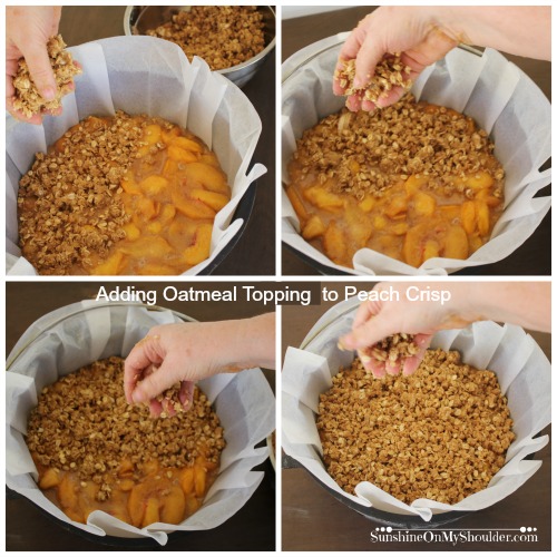 Peach Crisp baked in a Dutch Oven