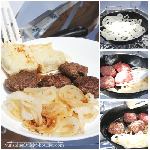 Hamburger Sliders cooked on a Parabolic Solar Grill